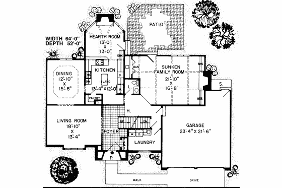 Floor Plan - Main Floor for European House Plan #312-211 - 4 bed, 3.5 bath