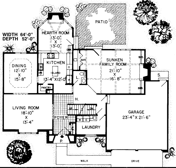 Floor Plan - Main Floor for European House Plan #312-211 - 4 bed, 3.5 bath