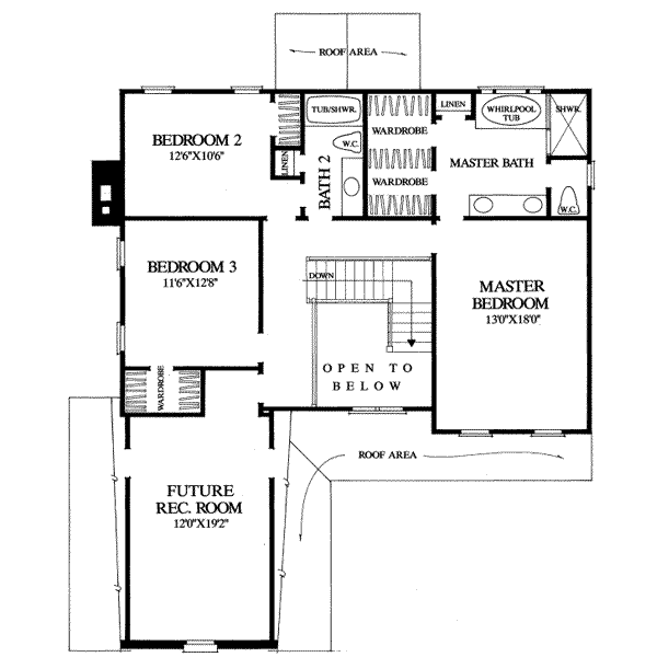 Traditional Floor Plan - Upper Floor Plan #137-214
