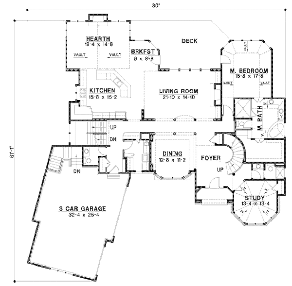 European Floor Plan - Main Floor Plan #67-886