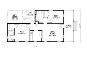 Floor Plan - Main Floor for Cottage House Plan #514-11 - 2 bed, 2 bath