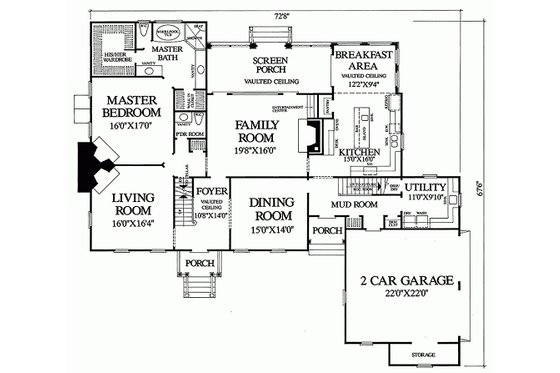 Main level floor plan- 3500 square foot Colonial Home