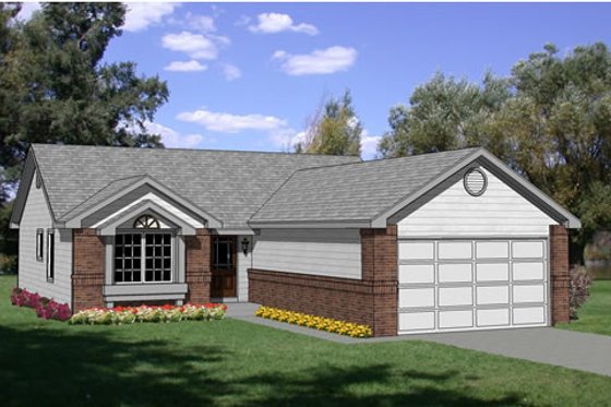 Exterior - Front Elevation for Ranch House Plan #116-157 - 3 bed, 2 bath