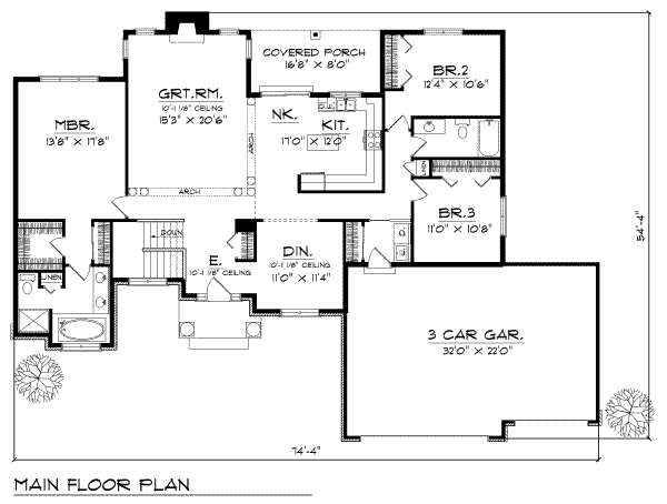 House Plan Design - Traditional Floor Plan - Main Floor Plan #70-276