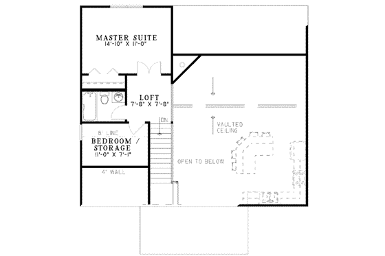 Floor Plan - Upper Floor for Bungalow House Plan #17-547 - 4 bed, 2 bath