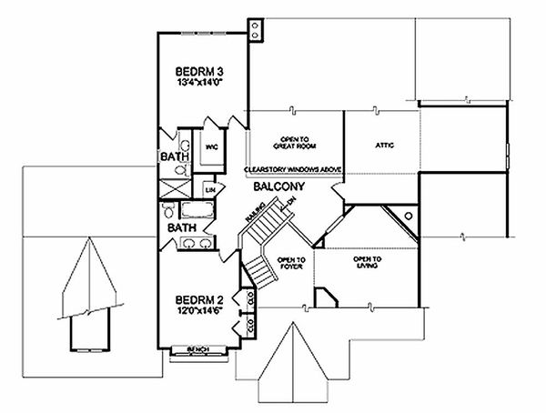 Country Floor Plan - Upper Floor Plan #456-35
