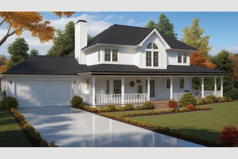 Architectural House Design - Farmhouse Exterior - Front Elevation Plan #3-123