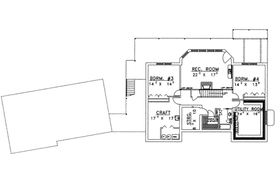 Floor Plan - Lower Floor for Modern House Plan #117-179 - 3 bed, 4.5 bath