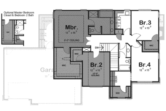 Floor Plan - Upper Floor for Traditional House Plan #20-1765 - 4 bed, 3 bath
