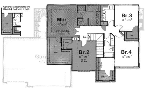 Home Plan - Traditional Floor Plan - Upper Floor Plan #20-1765