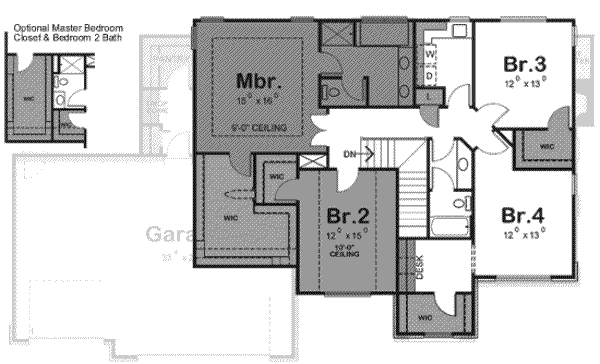 Architectural House Design - Traditional Floor Plan - Upper Floor Plan #20-1765