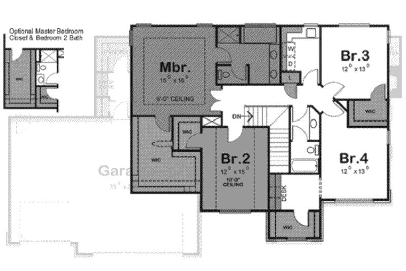 House Design - Floor Plan - Upper Floor for Traditional House Plan #20-1765 - 4 bed, 3 bath