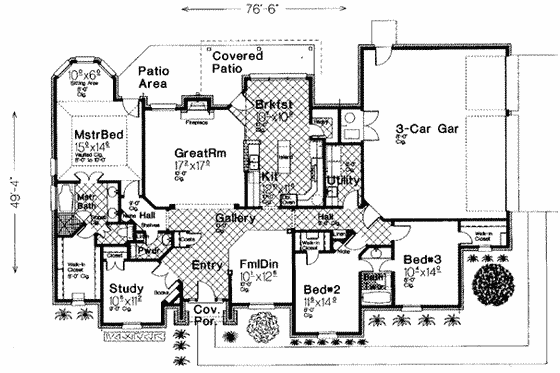 Floor Plan - Main Floor for European House Plan #310-248 - 4 bed, 2.5 bath