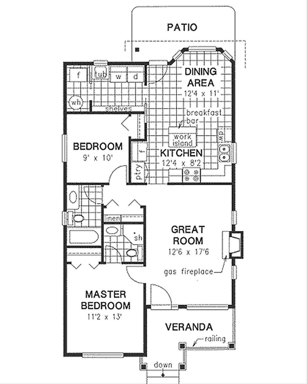 Traditional Style House Plan 2 Beds 2 Baths 1000 Sq Ft Traditional Style House Plan 2 Beds 2 Baths 1000 Sq Ft