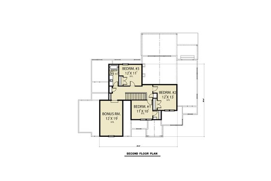 Floor Plan - Upper Floor for Craftsman House Plan #1070-64 - 4 bed, 2.5 bath