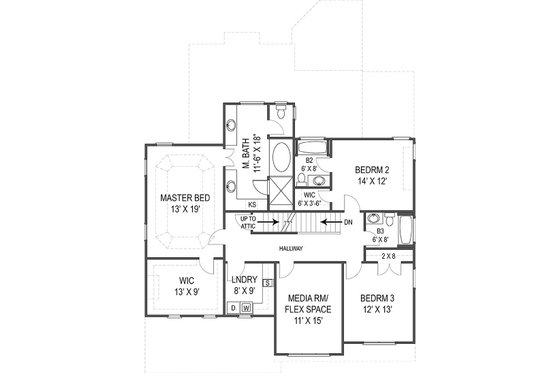 Floor Plan - Upper Floor for Craftsman House Plan #119-370 - 4 bed, 4 bath