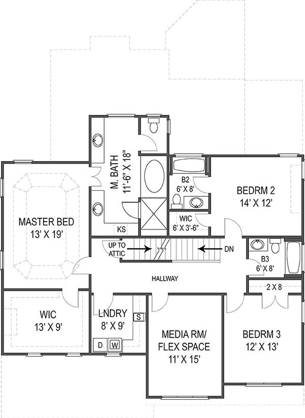 House Plan Design - Craftsman Floor Plan - Upper Floor Plan #119-370