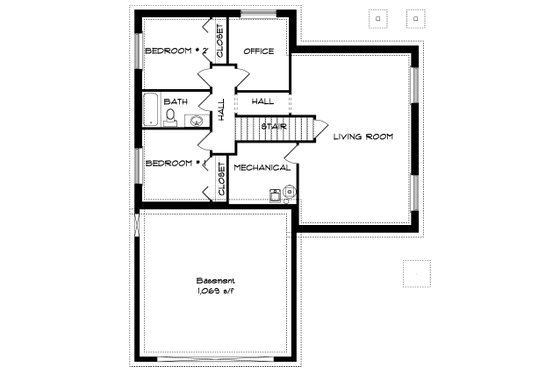 Floor Plan - Lower Floor for Traditional House Plan #1060-54 - 4 bed, 3 bath