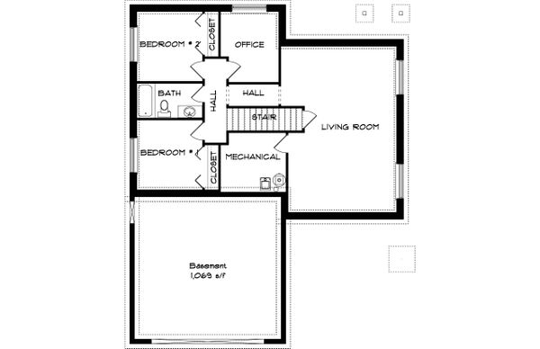 Traditional Floor Plan - Lower Floor Plan #1060-54