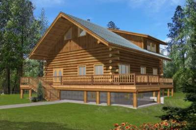 Log Style House Plan - 2 Beds 3 Baths 3489 Sq/Ft Plan #117-496