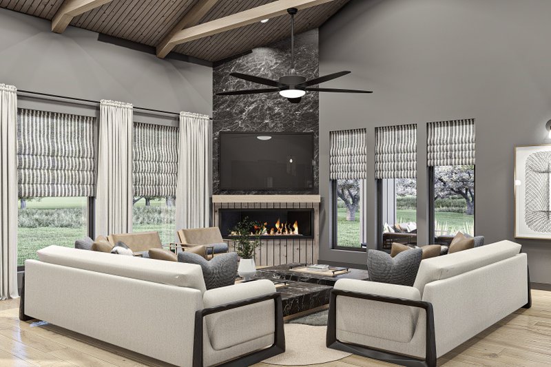 House Blueprint - Interior - Family Room 1 for Modern House Plan #455-527 - 3 bed, 2.5 bath