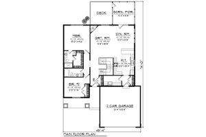 Floor Plan - Main Floor for Ranch House Plan #70-1190 - 2 bed, 2 bath