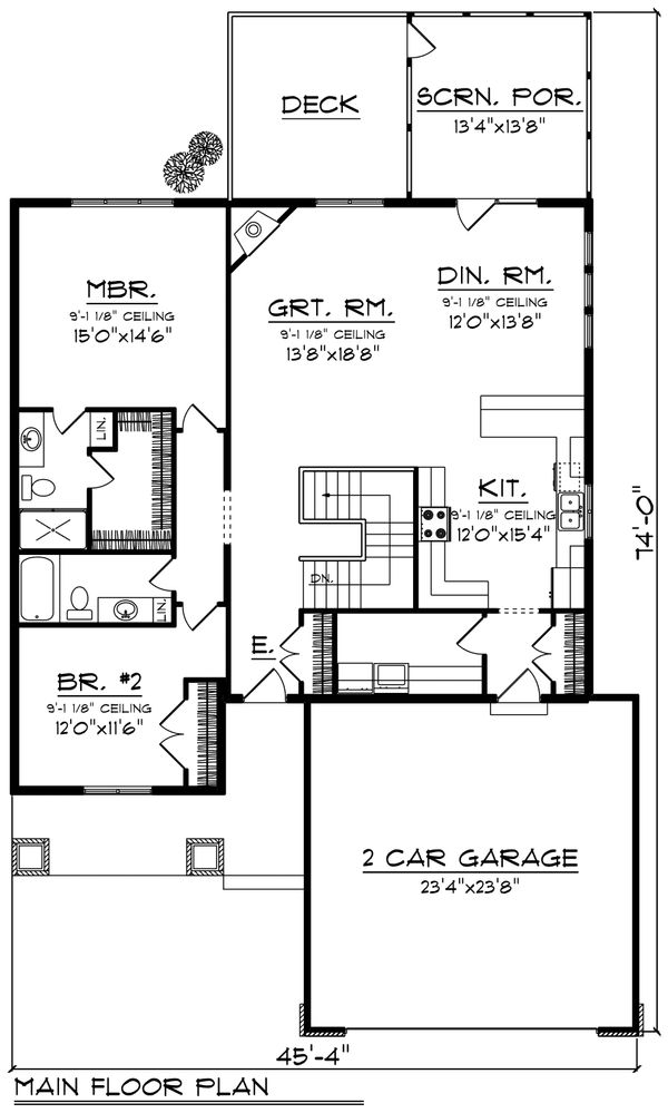 Architectural House Design - Ranch Floor Plan - Main Floor Plan #70-1190