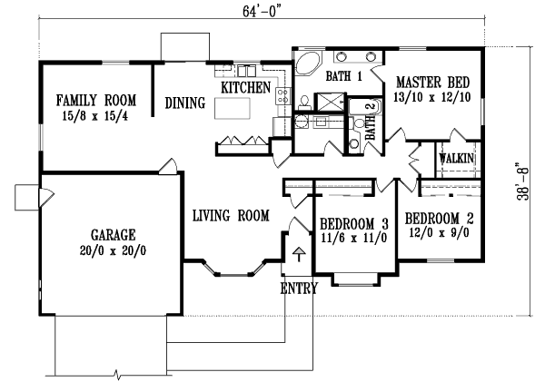 Adobe / Southwestern Floor Plan - Main Floor Plan #1-1330