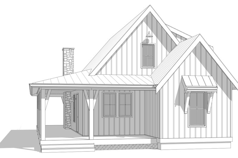House Blueprint - Exterior - Front Elevation 3 for Cottage House Plan #1114-37 - 2 bed, 2 bath