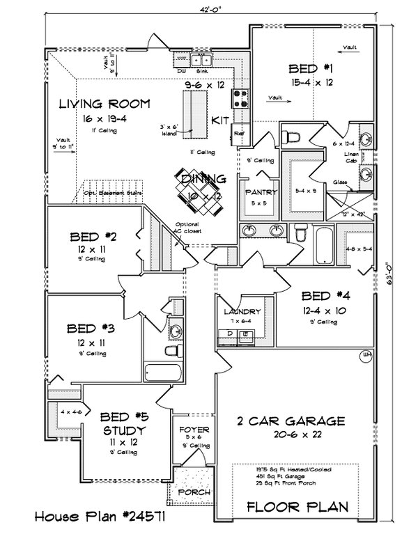 House Blueprint - Cottage Floor Plan - Main Floor Plan #513-2364