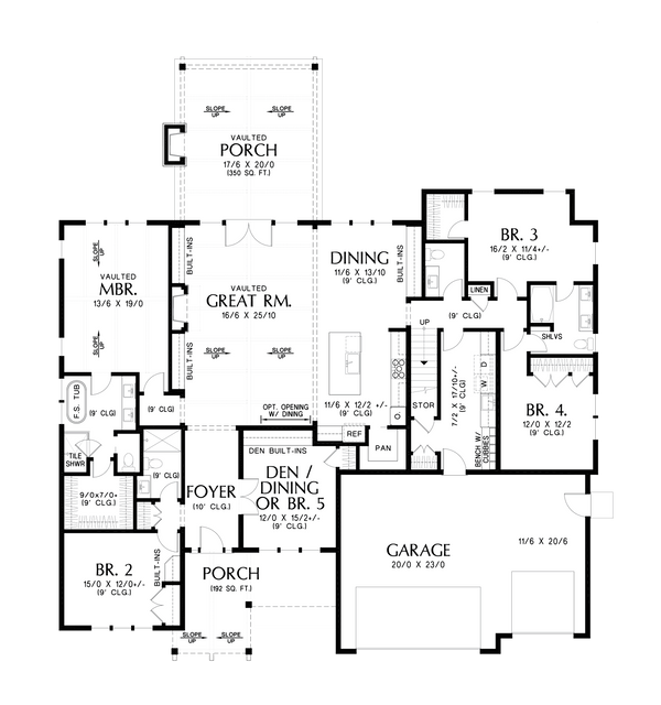 Architectural House Design - Farmhouse Floor Plan - Main Floor Plan #48-1096