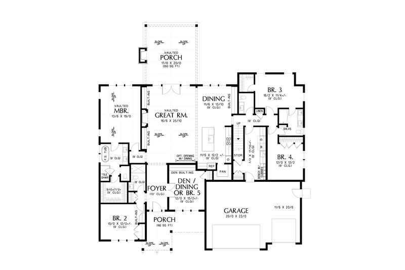 Architectural House Design - Floor Plan - Main Floor for Farmhouse House Plan #48-1096 - 5 bed, 3.5 bath
