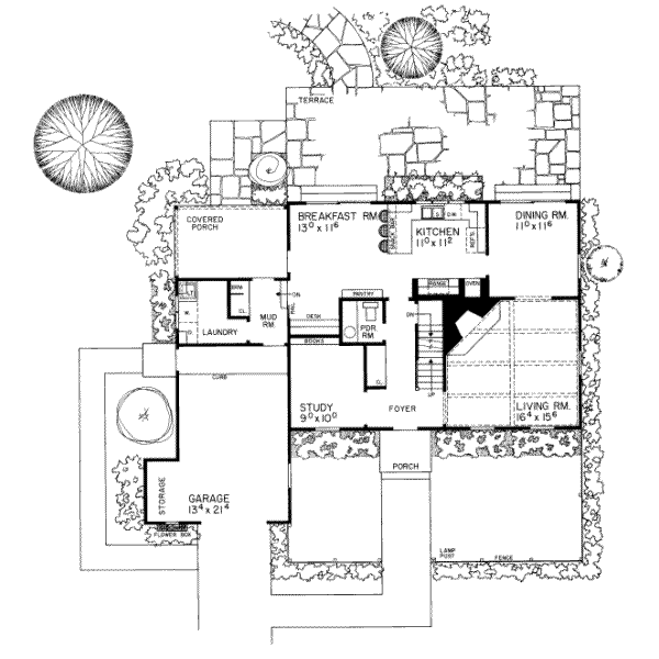 House Blueprint - Colonial Floor Plan - Main Floor Plan #72-355