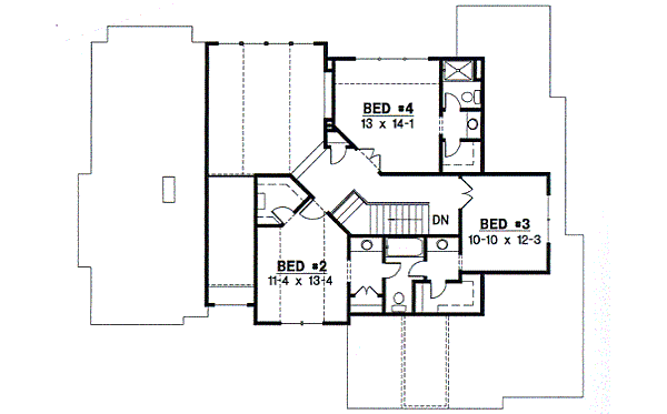 Traditional Floor Plan - Upper Floor Plan #67-722