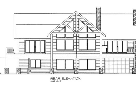 Exterior - Rear Elevation for Craftsman House Plan #117-1098 - 3 bed, 2.5 bath