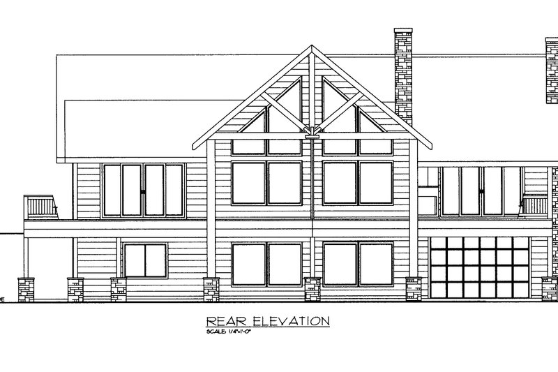 House Blueprint - Exterior - Rear Elevation for Craftsman House Plan #117-1098 - 3 bed, 2.5 bath