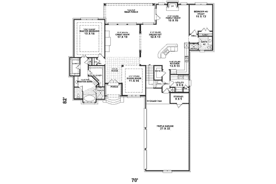 Floor Plan - Main Floor for European House Plan #81-366 - 3 bed, 3 bath