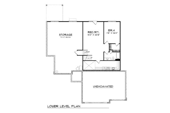 Floor Plan - Lower Floor for Traditional House Plan #70-775 - 4 bed, 3.5 bath