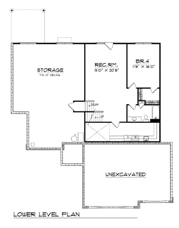 House Plan Design - Traditional Floor Plan - Lower Floor Plan #70-775