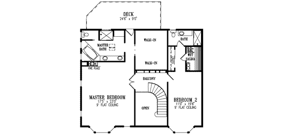Adobe / Southwestern Floor Plan - Upper Floor Plan #1-835