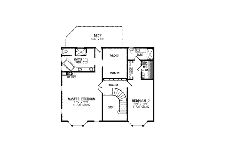 House Blueprint - Floor Plan - Upper Floor for Adobe / Southwestern House Plan #1-835 - 5 bed, 4 bath