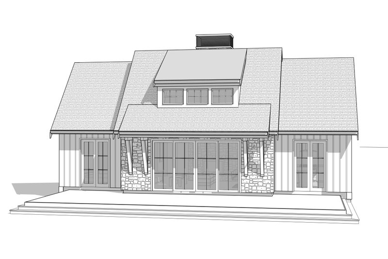 House Blueprint - Exterior - Front Elevation 3 for Cabin House Plan #1114-40 - 2 bed, 1 bath