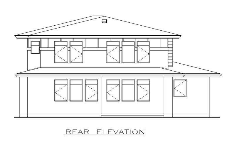 Dream House Plan - Exterior - Rear Elevation for Prairie House Plan #1100-59 - 5 bed, 2.5 bath