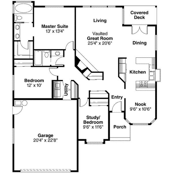 House Design - Ranch Floor Plan - Main Floor Plan #124-102