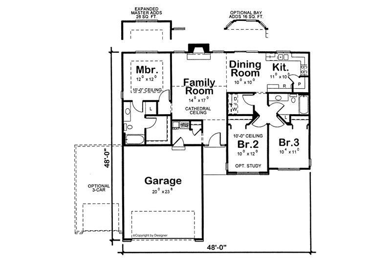 Home Plan - Floor Plan - Main Floor for Traditional House Plan #20-2091 - 3 bed, 2 bath