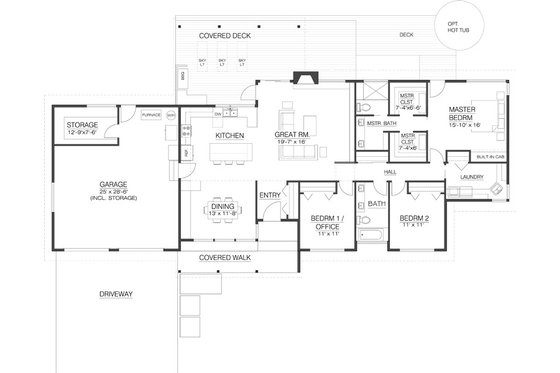 Floor Plan - Main Floor for Modern House Plan #519-2 - 3 bed, 2 bath