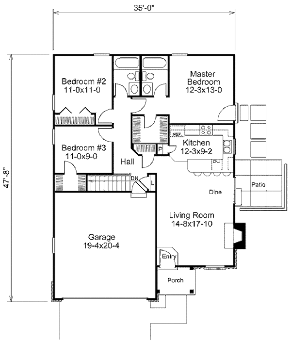 Cottage Floor Plan - Main Floor Plan #57-402