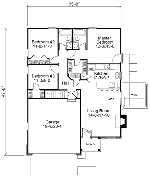 Dream House Plan - Cottage Floor Plan - Main Floor Plan #57-402