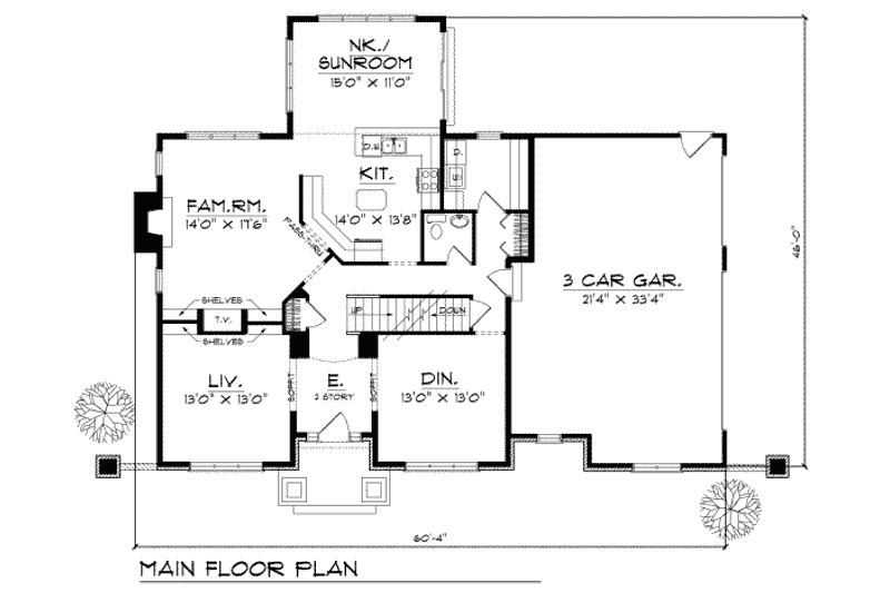 Home Plan - Floor Plan - Main Floor for Traditional House Plan #70-456 - 3 bed, 2.5 bath