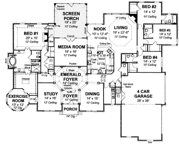 House Blueprint - European Floor Plan - Main Floor Plan #20-1681
